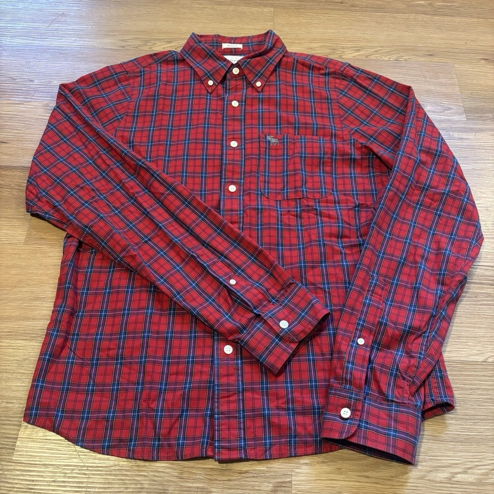Abercrombie & Fitch Shirt Men's 2XL Plaid Flannel Muscle Long Sleeve Y2K Vintage